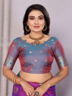 Sonakshi Women's Lavender Banarasi Silk Zari Woven Traditional Saree with Blouse - Distacart
