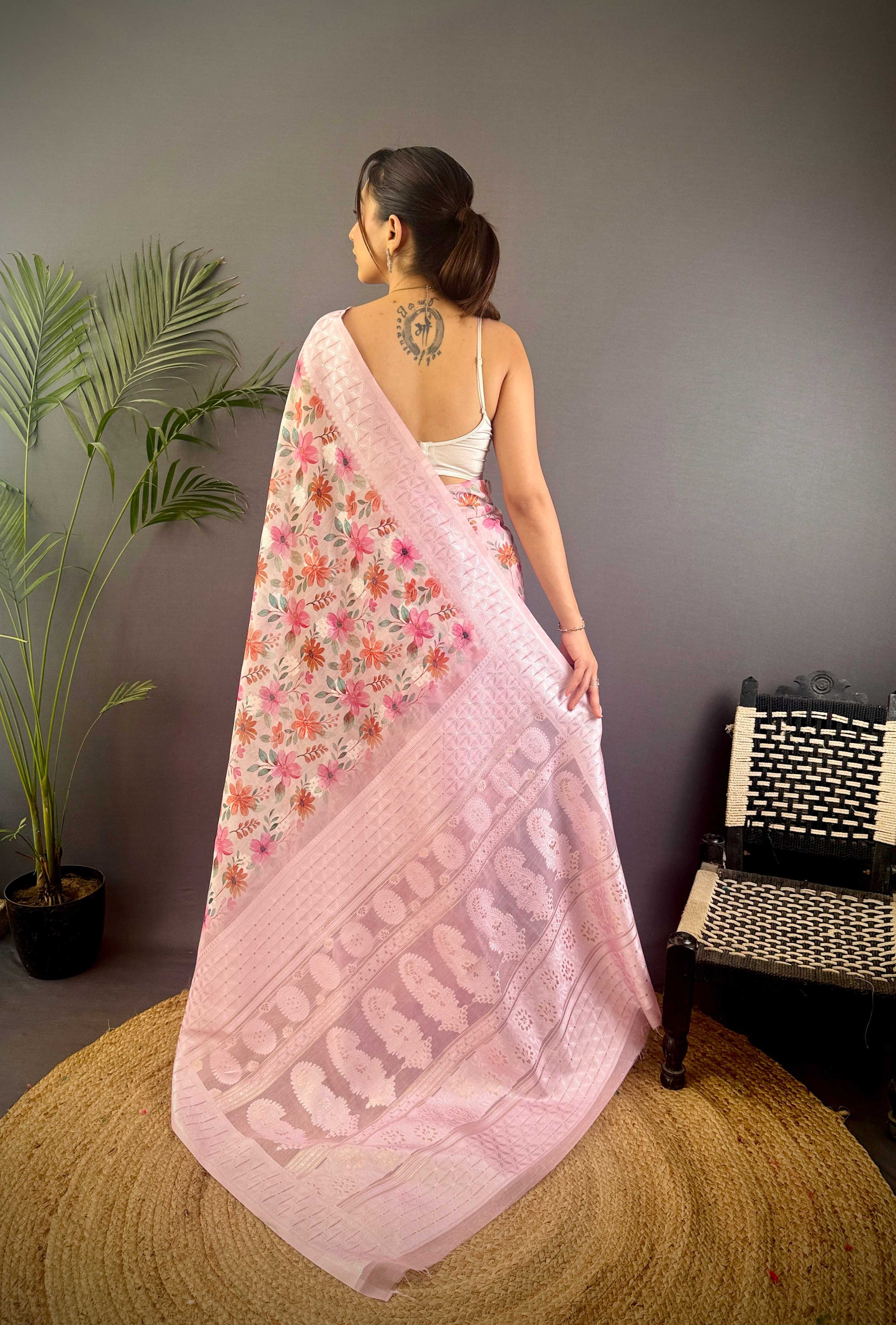 Sonakshi Women's Move Blend Silk Jacquard Woven Traditional Saree with Blouse - Distacart