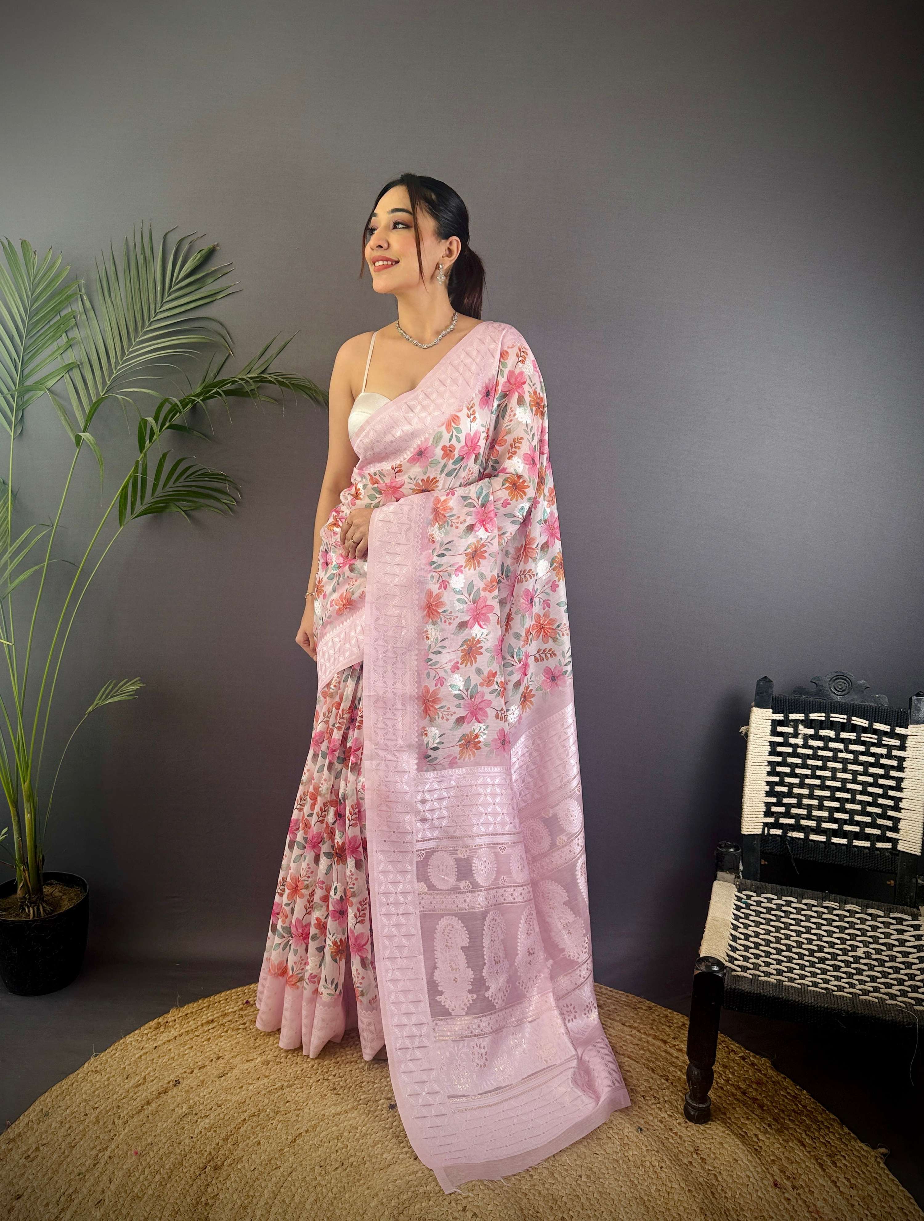 Sonakshi Women's Move Blend Silk Jacquard Woven Traditional Saree with Blouse - Distacart