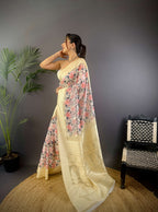 Sonakshi Women's Chandan Blend Silk Jacquard Woven Traditional Saree with Blouse - Distacart