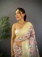 Sonakshi Women's Chandan Blend Silk Jacquard Woven Traditional Saree with Blouse - Distacart