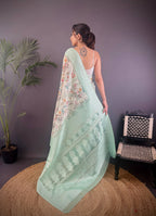 Sonakshi Women's Sky Blend Silk Jacquard Woven Traditional Saree with Blouse - Distacart