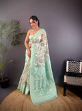 Sonakshi Women's Sky Blend Silk Jacquard Woven Traditional Saree with Blouse - Distacart