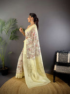 Sonakshi Women's Lemon Blend Silk Jacquard Woven Traditional Saree with Blouse - Distacart