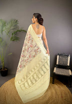 Sonakshi Women's Lemon Blend Silk Jacquard Woven Traditional Saree with Blouse - Distacart