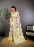 Sonakshi Women's Lemon Blend Silk Jacquard Woven Traditional Saree with Blouse - Distacart