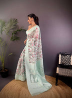 Sonakshi Women's Water Blend Silk Jacquard Woven Traditional Saree with Blouse - Distacart