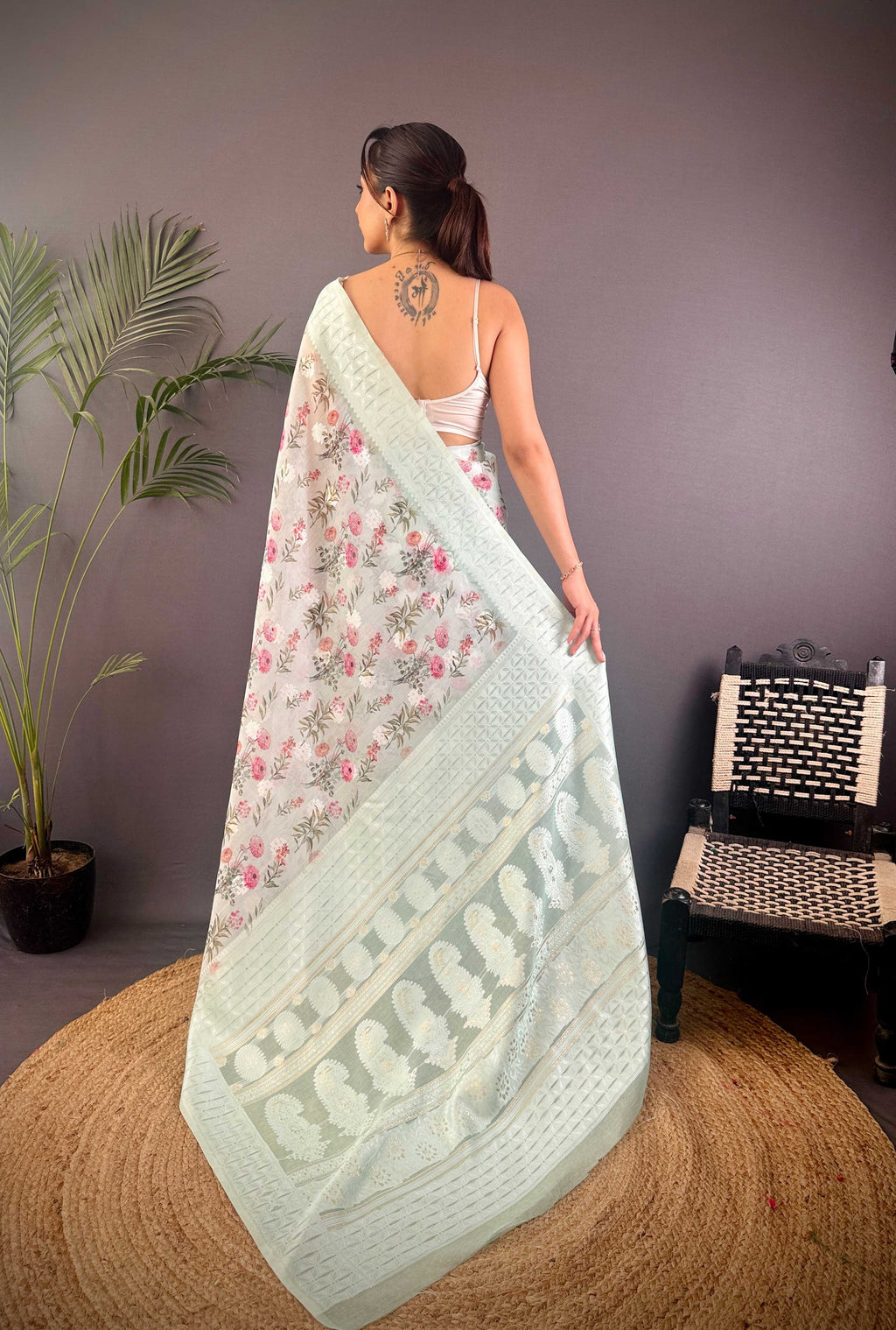 Sonakshi Women's Water Blend Silk Jacquard Woven Traditional Saree with Blouse - Distacart