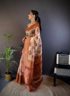 Sonakshi Women's Tamba Blend Silk Jacquard Woven Traditional Saree with Blouse - Distacart