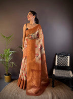 Sonakshi Women's Tamba Blend Silk Jacquard Woven Traditional Saree with Blouse - Distacart