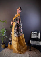 Sonakshi Women's Mehendi Blend Silk Jacquard Woven Traditional Saree with Blouse - Distacart