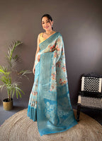 Sonakshi Women's Feroji Blend Silk Jacquard Woven Traditional Saree with Blouse - Distacart