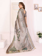 Sonakshi Women's Silver Mulberry Silk With Digital Prints Saree with Blouse - Distacart
