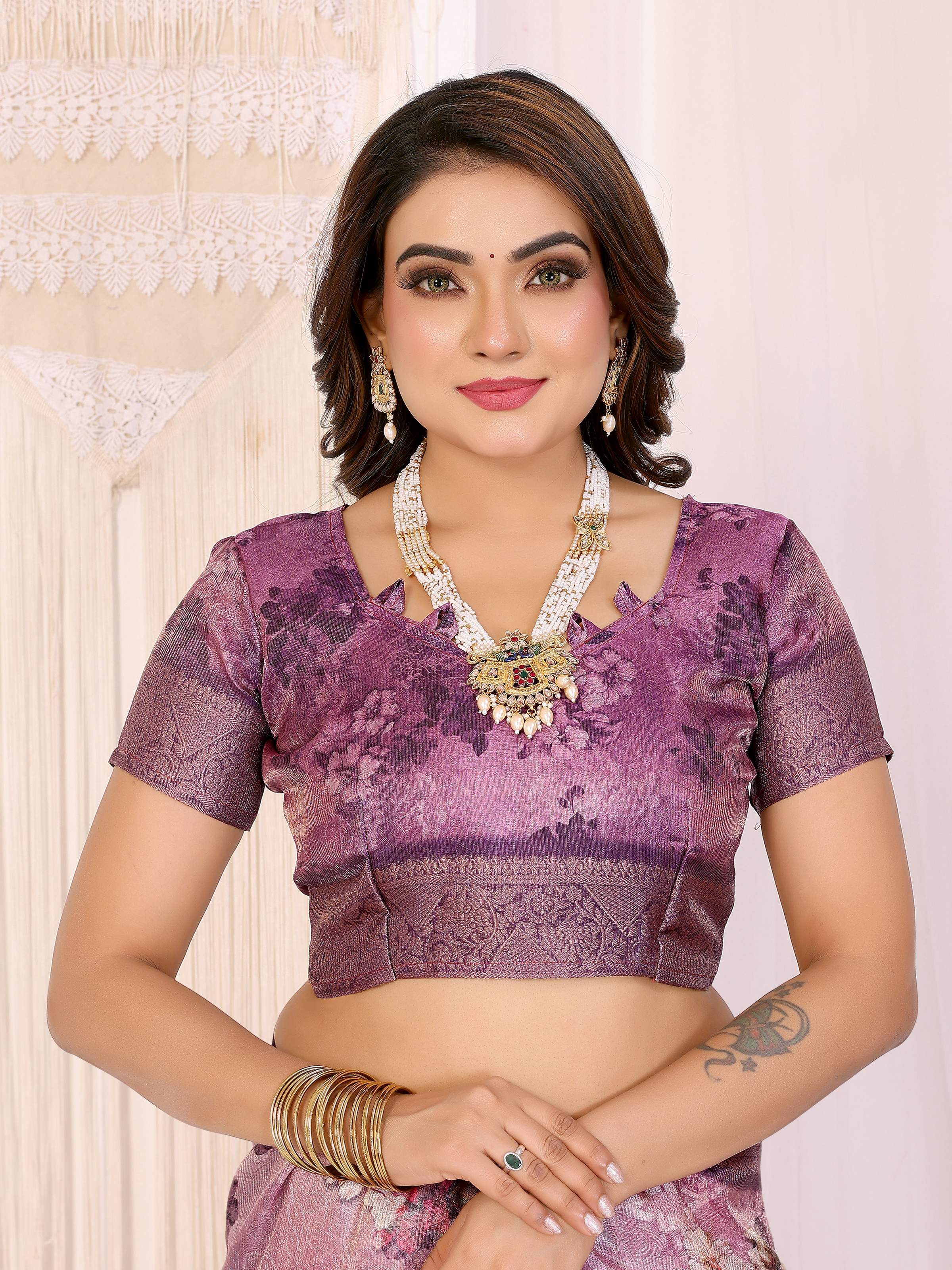 Sonakshi Women's Jamli Mulberry Silk With Digital Prints Saree with Blouse - Distacart