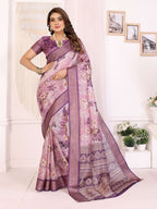 Sonakshi Women's Jamli Mulberry Silk With Digital Prints Saree with Blouse - Distacart