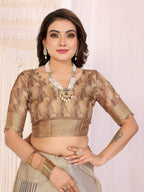 Sonakshi Women's White Mulberry Silk With Digital Prints Saree with Blouse - Distacart
