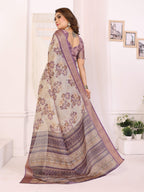 Sonakshi Women's Purple Mulberry Silk With Digital Prints Saree with Blouse - Distacart
