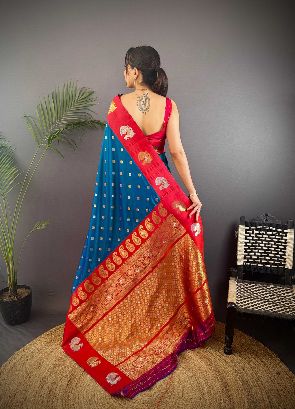 Sonakshi Women's Morepeach Banarasi Silk Zari Weaving Saree with Blouse - Distacart