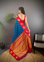 Sonakshi Women's Morepeach Banarasi Silk Zari Weaving Saree with Blouse - Distacart