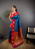 Sonakshi Women's Morepeach Banarasi Silk Zari Weaving Saree with Blouse - Distacart