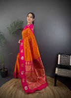 Sonakshi Women's Fenta Banarasi Silk Zari Weaving Saree with Blouse - Distacart
