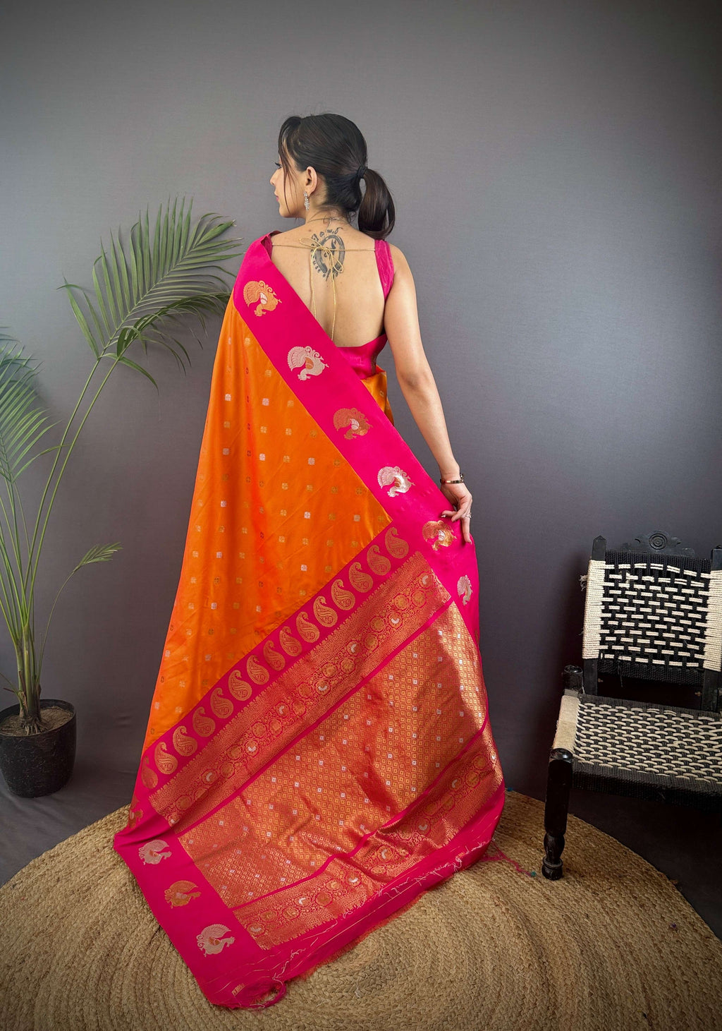 Sonakshi Women's Fenta Banarasi Silk Zari Weaving Saree with Blouse - Distacart
