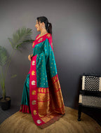 Sonakshi Women's Seagreen Banarasi Silk Zari Weaving Saree with Blouse - Distacart