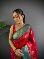Sonakshi Women's Maharani Banarasi Silk Zari Weaving Saree with Blouse - Distacart