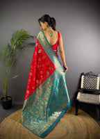 Sonakshi Women's Maharani Banarasi Silk Zari Weaving Saree with Blouse - Distacart