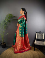 Sonakshi Women's Seagreen Banarasi Silk Zari Weaving Saree with Blouse - Distacart