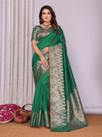 Sonakshi Women's Green Soft Silk Zari Weaving Saree with Blouse - Distacart