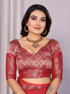 Sonakshi Women's Maroon Soft Silk Zari Weaving Saree with Blouse - Distacart