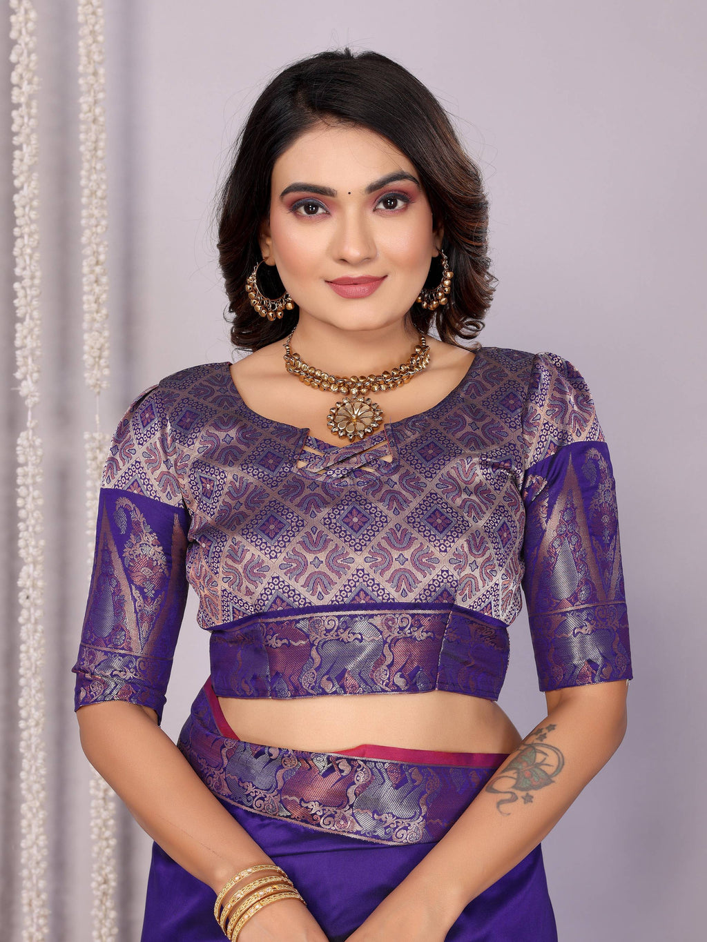 Sonakshi Women's Royal Blue Soft Silk Zari Weaving Saree with Blouse - Distacart