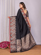 Sonakshi Women's Black Soft Silk Zari Weaving Saree with Blouse - Distacart