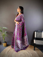 Sonakshi Women's Wine Lichi Soft Silk Zari Weaving Saree with Blouse - Distacart