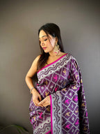 Sonakshi Women's Wine Lichi Soft Silk Zari Weaving Saree with Blouse - Distacart