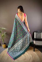 Sonakshi Women's Green Lichi Soft Silk Zari Weaving Saree with Blouse - Distacart