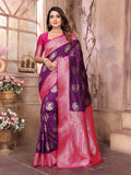 Sonakshi Women's Jamli Banarasi Silk Zari Weaving Saree with Blouse - Distacart