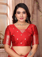 Sonakshi Women's Black Banarasi Silk Zari Weaving Saree with Blouse - Distacart