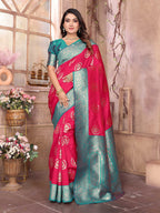 Sonakshi Women's Maharani Banarasi Silk Zari Weaving Saree with Blouse - Distacart