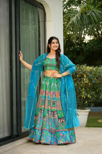 Sonakshi Women's Multicolor Silk Digital Printed Lehenga Choli Set - Distacart