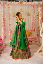 Sonakshi Women's Green Silk Digital Printed Lehenga Choli Set - Distacart