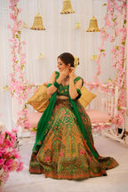 Sonakshi Women's Green Silk Digital Printed Lehenga Choli Set - Distacart
