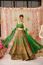 Sonakshi Women's Green Silk Digital Printed Lehenga Choli Set - Distacart
