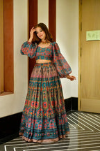 Sonakshi Women's Feroji Silk Digital Printed Lehenga Choli Set - Distacart
