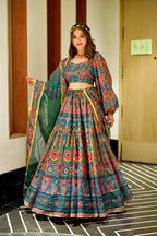 Sonakshi Women's Feroji Silk Digital Printed Lehenga Choli Set - Distacart