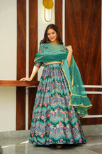 Sonakshi Women's Rama Silk Digital Printed Lehenga Choli Set - Distacart