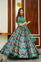 Sonakshi Women's Rama Silk Digital Printed Lehenga Choli Set - Distacart