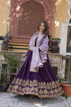 Sonakshi Women's Wine Star Georgette Embroidered Zari Sequence Work Anarkali Gown Set With Dupatta - Distacart