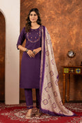 Sonakshi Women's Wine Marina Silk Multi Embroidered Thread With Hand Work Kurta Set With Dupatta - Distacart